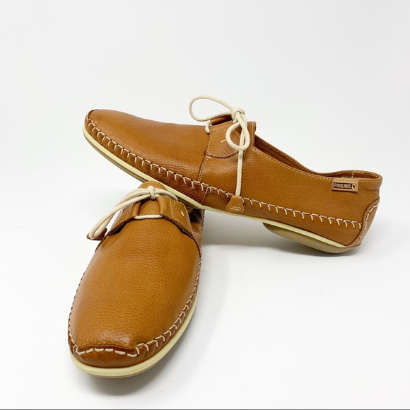 Pikolinos Brown Stitched Leather Tie Loafers Sz 41 - Picture 8 of 11